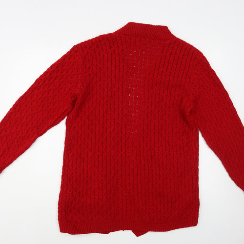 PINK Womens Red V-Neck Acrylic Cardigan Jumper Size S
