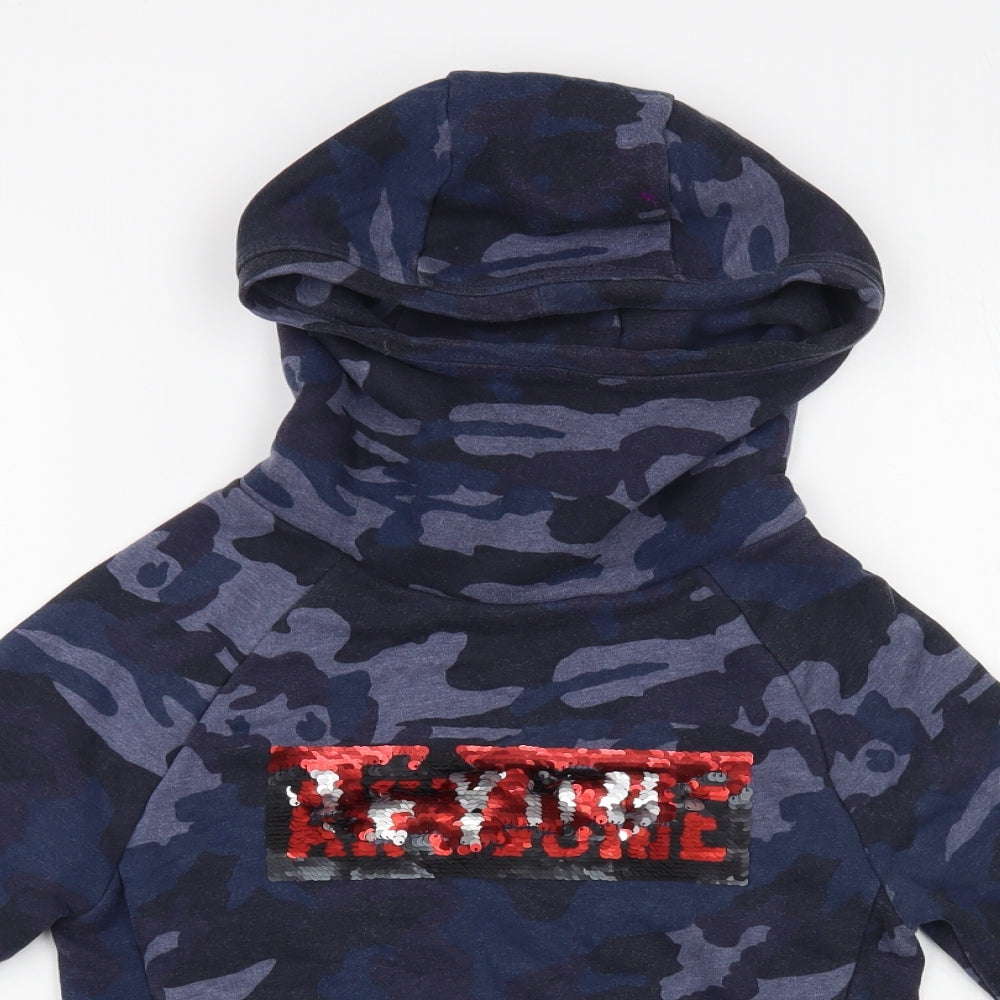 NEXT Boys Blue Camouflage Cotton Pullover Hoodie Size 7 Years Pullover