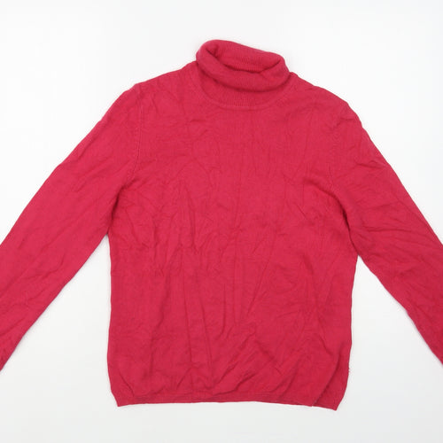 Marks and Spencer Womens Pink Roll Neck Viscose Pullover Jumper Size 12