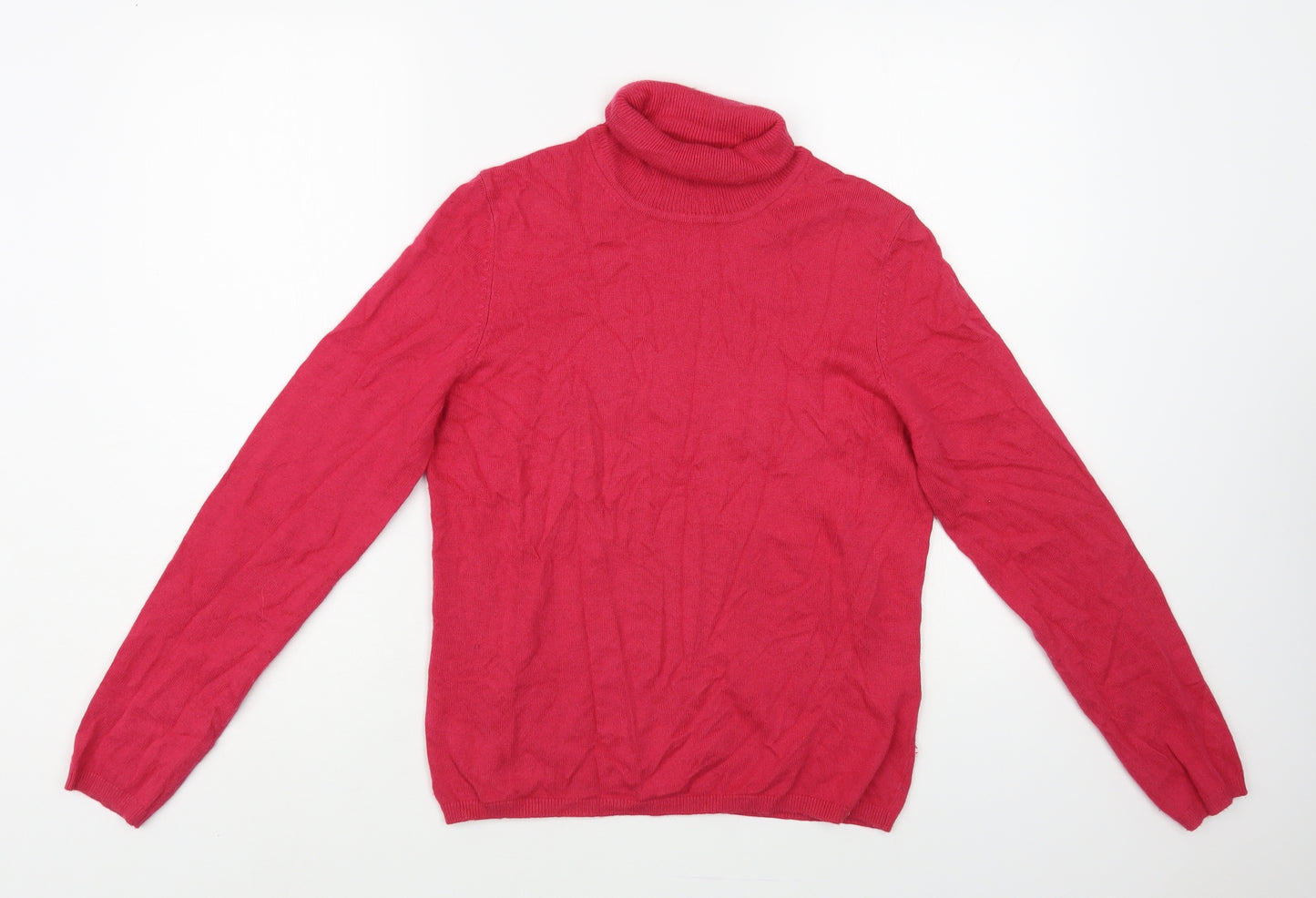 Marks and Spencer Womens Pink Roll Neck Viscose Pullover Jumper Size 12