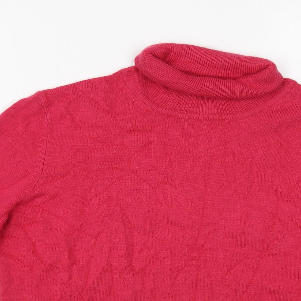 Marks and Spencer Womens Pink Roll Neck Viscose Pullover Jumper Size 12