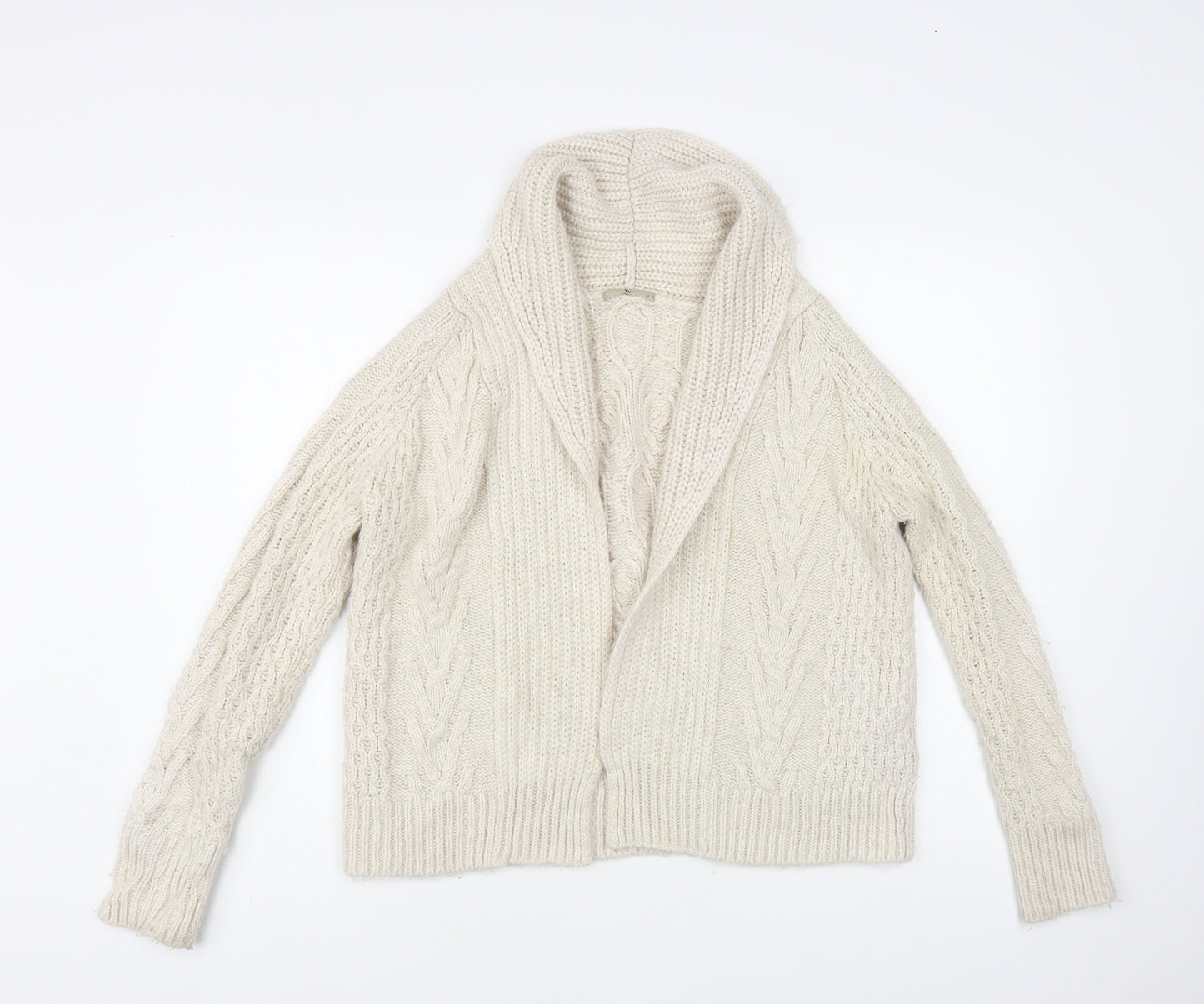 TU Womens Beige Collared Acrylic Cardigan Jumper Size 10