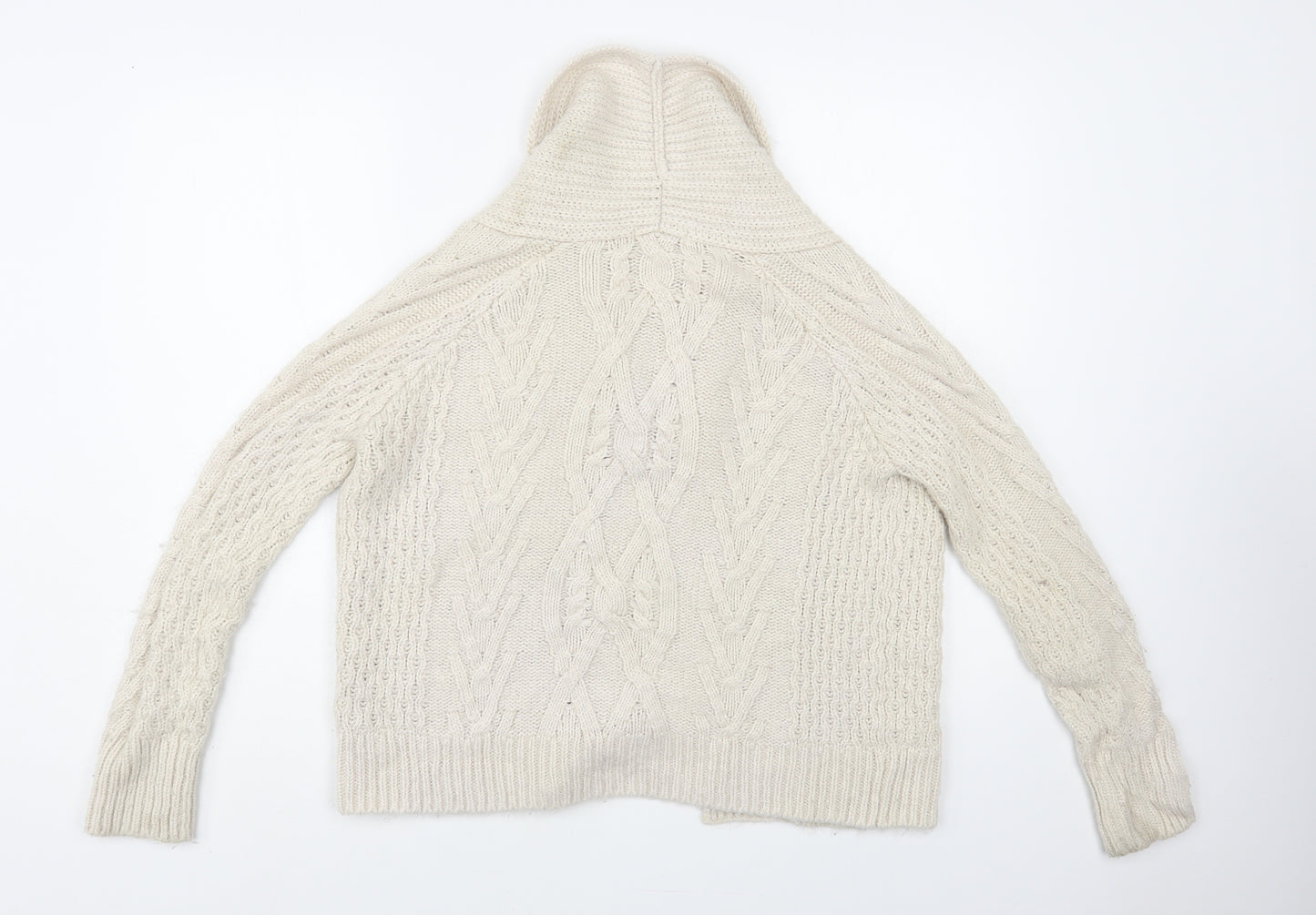 TU Womens Beige Collared Acrylic Cardigan Jumper Size 10