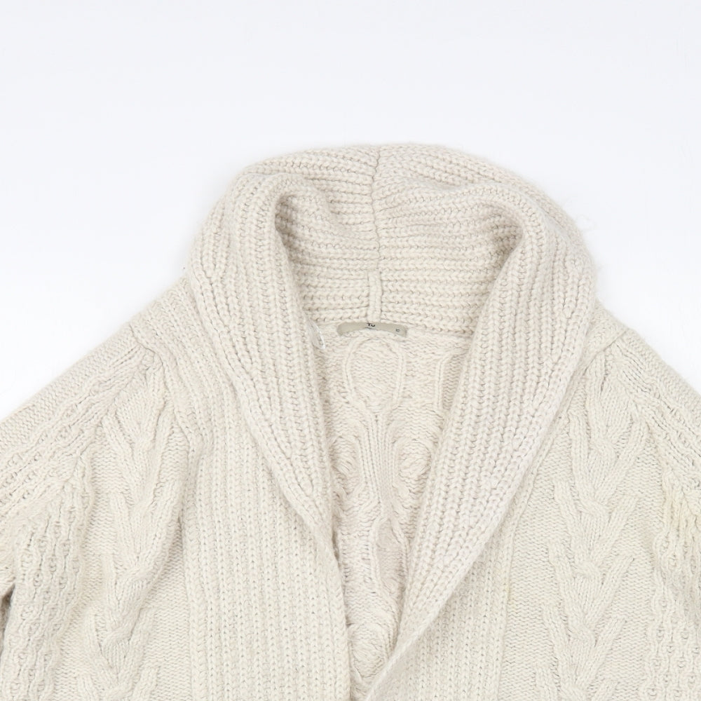 TU Womens Beige Collared Acrylic Cardigan Jumper Size 10