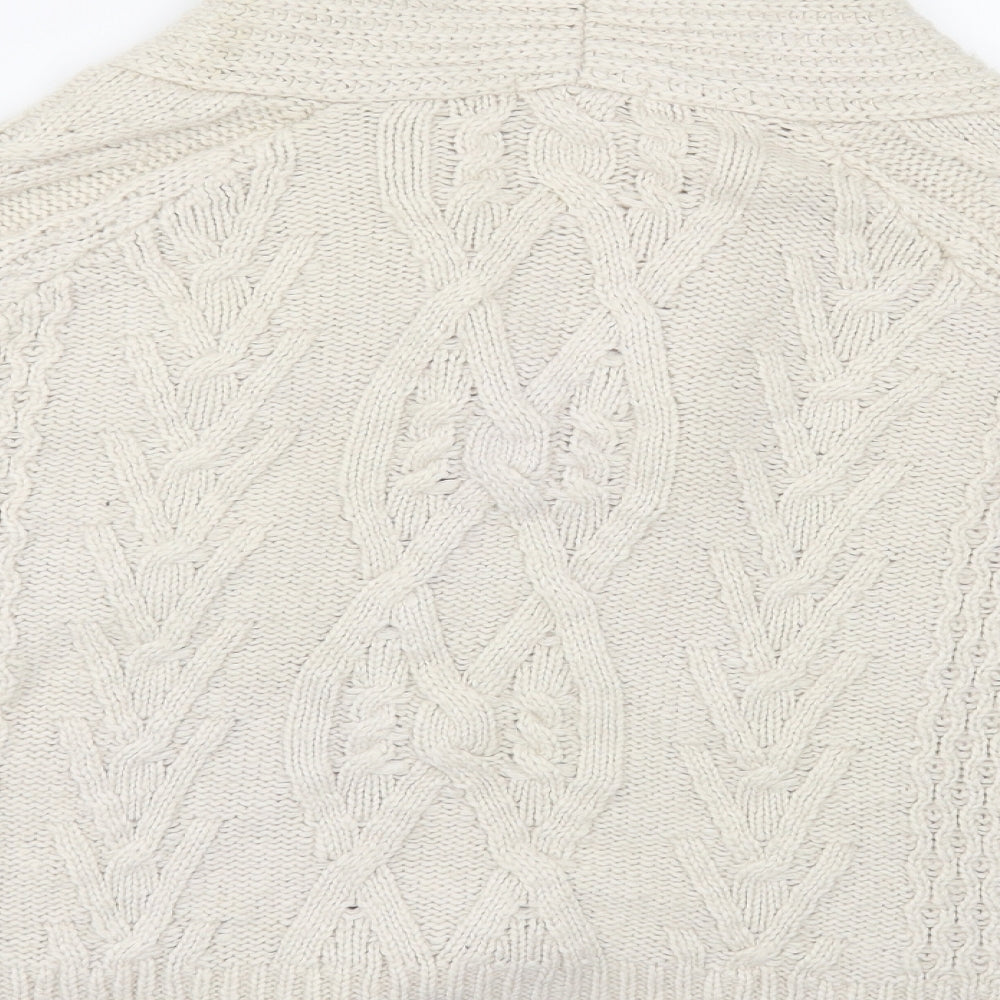 TU Womens Beige Collared Acrylic Cardigan Jumper Size 10