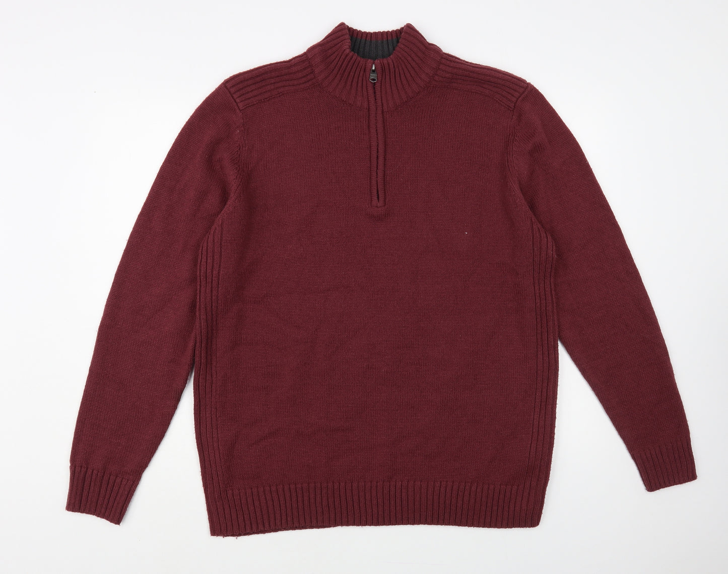 Kensington Mens Red High Neck Acrylic Pullover Jumper Size XL