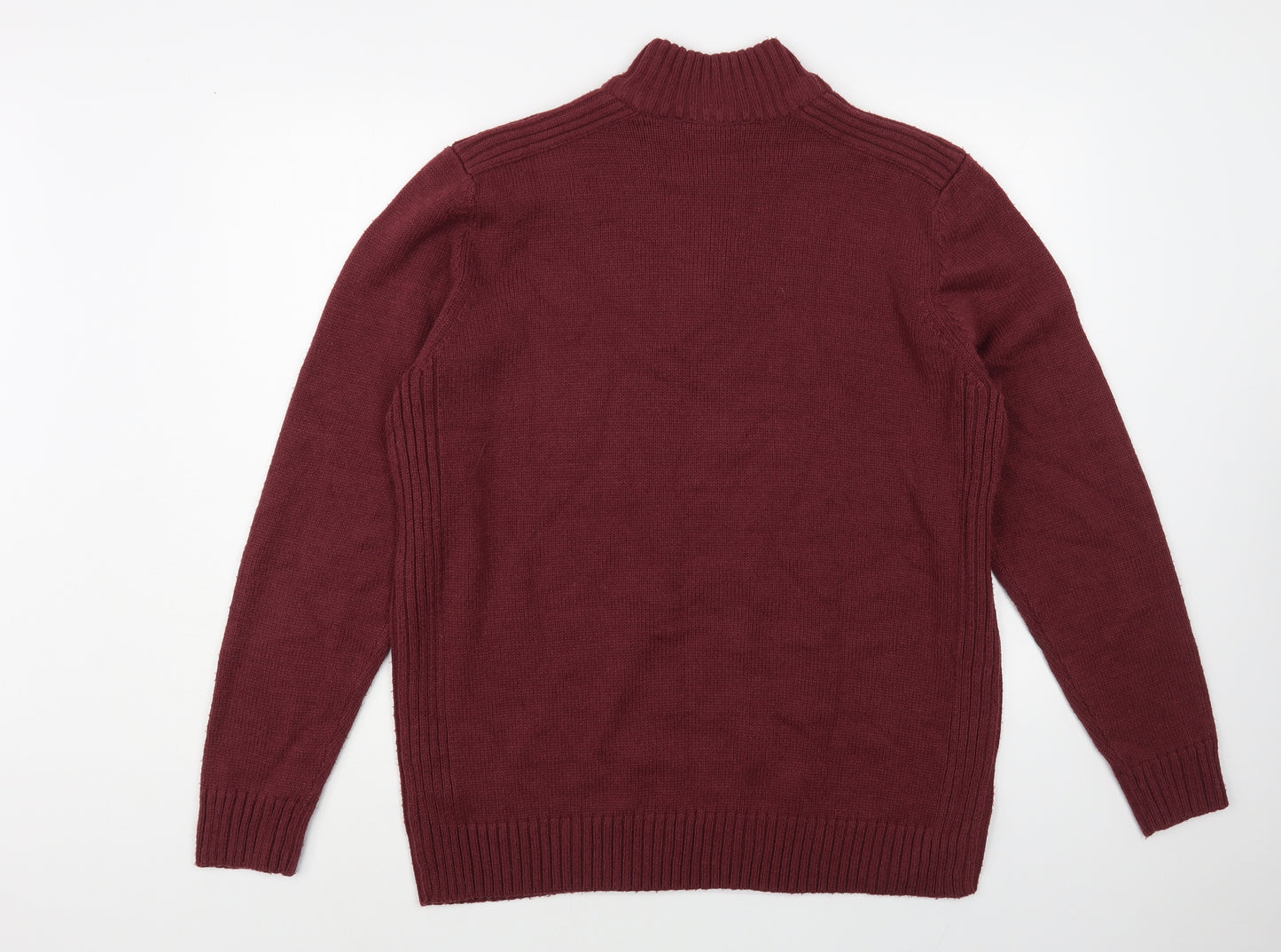 Kensington Mens Red High Neck Acrylic Pullover Jumper Size XL