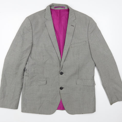Marks and Spencer Mens Grey Houndstooth Polyester Jacket Blazer Size 42