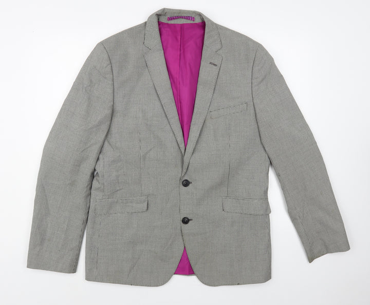 Marks and Spencer Mens Grey Houndstooth Polyester Jacket Blazer Size 42