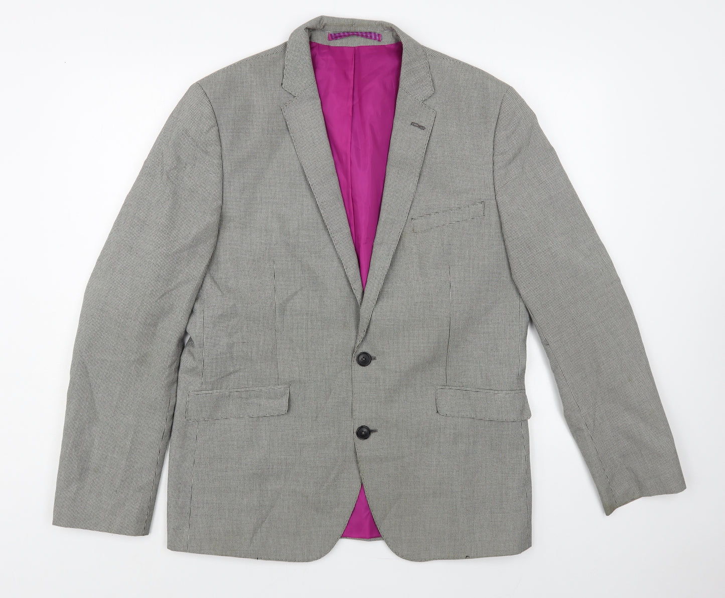 Marks and Spencer Mens Grey Houndstooth Polyester Jacket Blazer Size 42