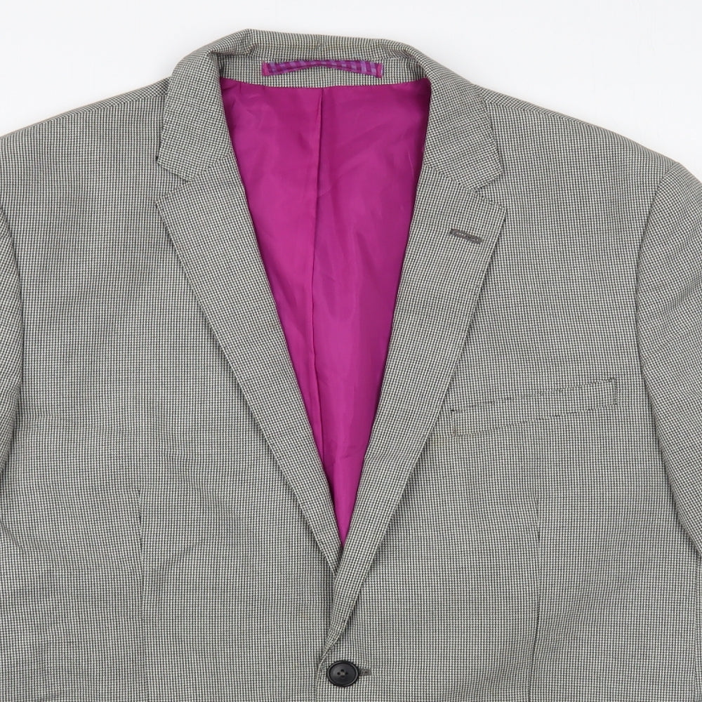 Marks and Spencer Mens Grey Houndstooth Polyester Jacket Blazer Size 42