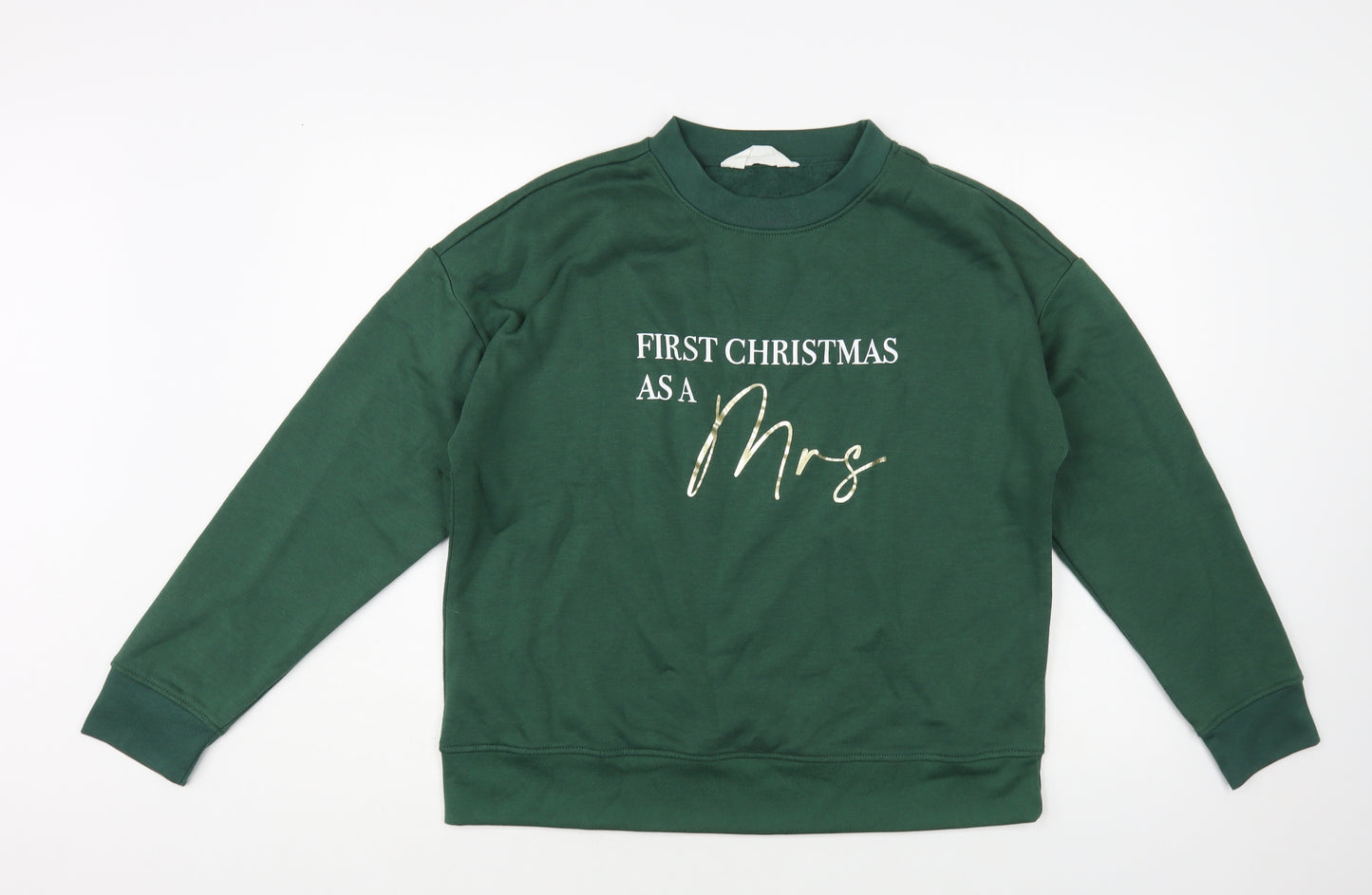 Primark Womens Green Cotton Pullover Sweatshirt Size 10 Pullover - Christmas