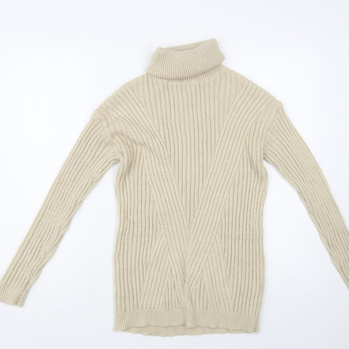Primark Womens Beige Roll Neck Acrylic Pullover Jumper Size 6