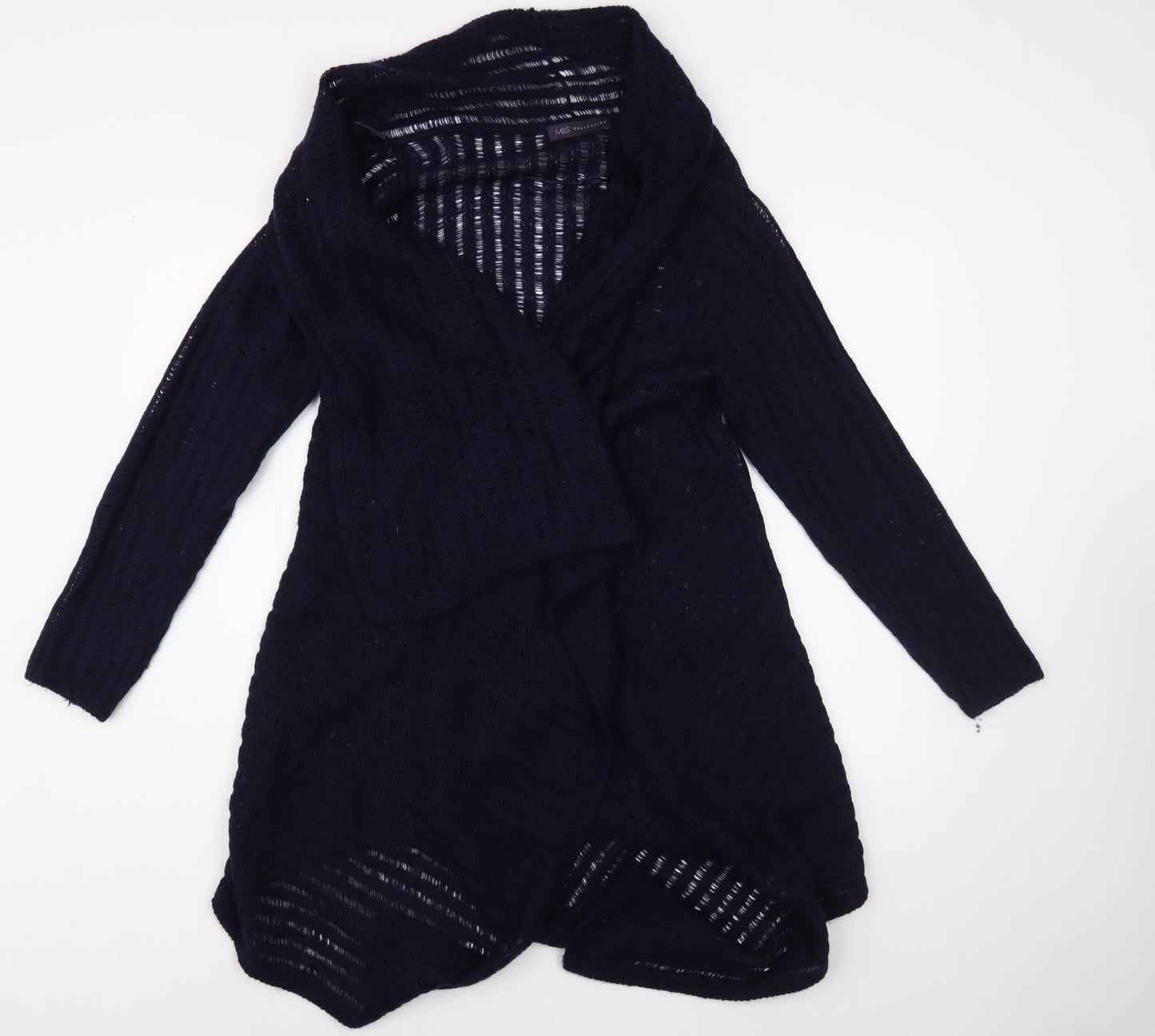 Marks Womens Blue Collared Acrylic Cardigan Jumper Size 14