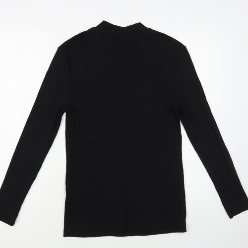 Tamaris Womens Black Polyester Basic Blouse Size 16 Mock Neck - Flower Detail
