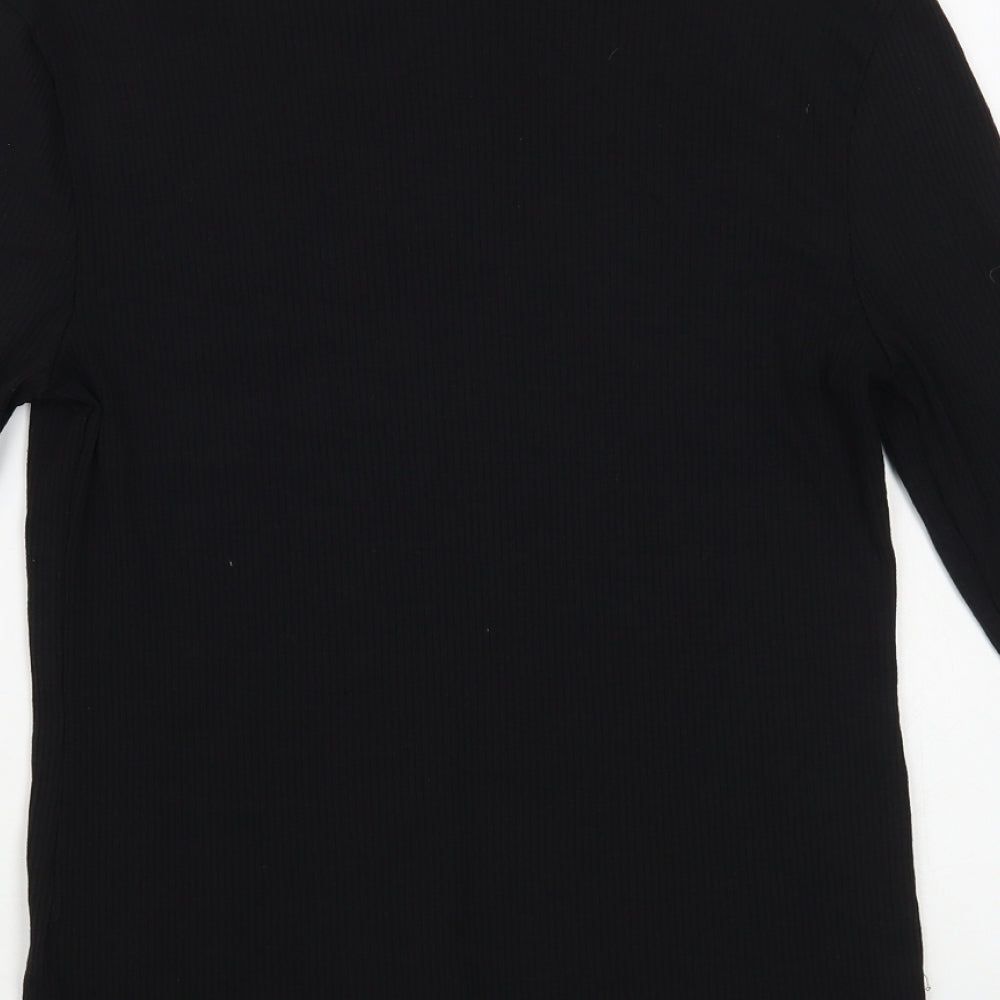 Tamaris Womens Black Polyester Basic Blouse Size 16 Mock Neck - Flower Detail