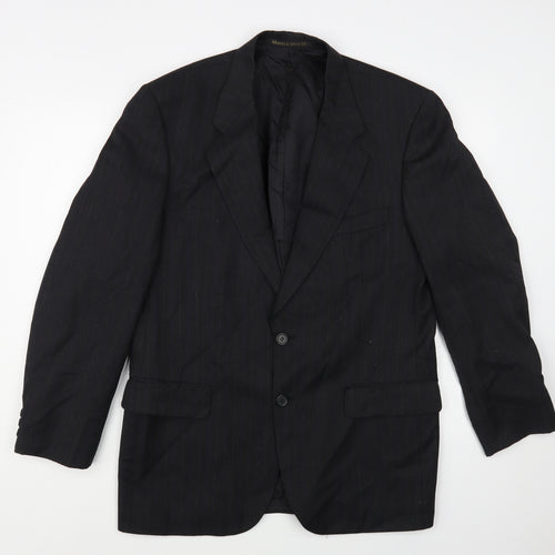 Marks and Spencer Mens Grey Striped Wool Jacket Blazer Size 40