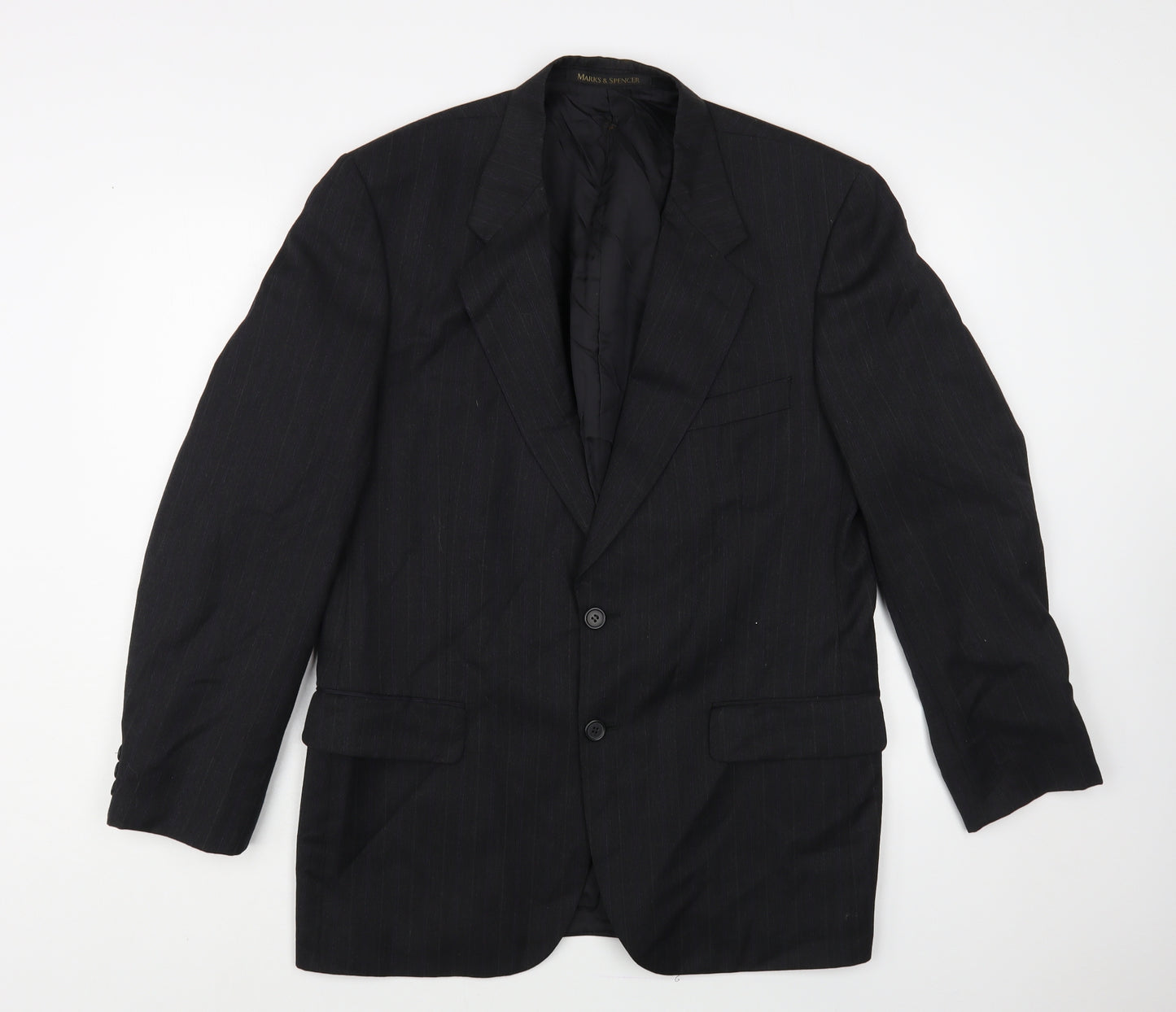 Marks and Spencer Mens Grey Striped Wool Jacket Blazer Size 40