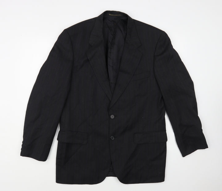 Marks and Spencer Mens Grey Striped Wool Jacket Blazer Size 40