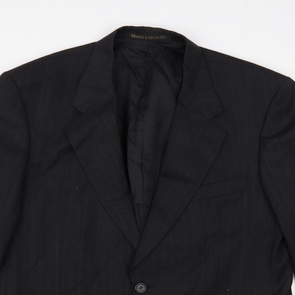 Marks and Spencer Mens Grey Striped Wool Jacket Blazer Size 40