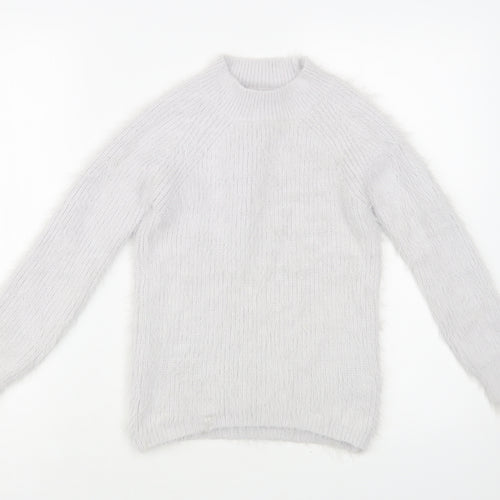 Primark Womens Grey Mock Neck Nylon Pullover Jumper Size 4