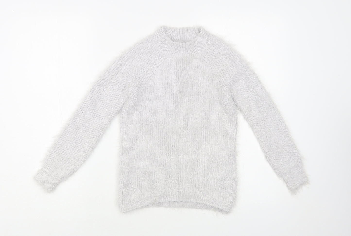 Primark Womens Grey Mock Neck Nylon Pullover Jumper Size 4
