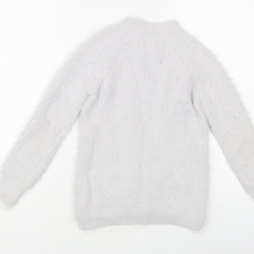 Primark Womens Grey Mock Neck Nylon Pullover Jumper Size 4
