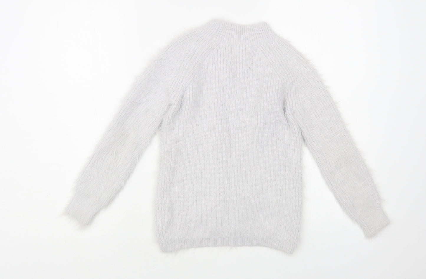 Primark Womens Grey Mock Neck Nylon Pullover Jumper Size 4