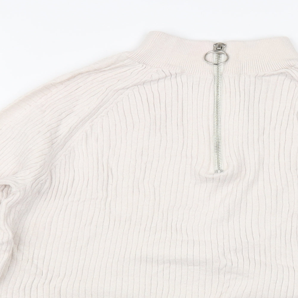 Marks and Spencer Womens Ivory High Neck Viscose Pullover Jumper Size M