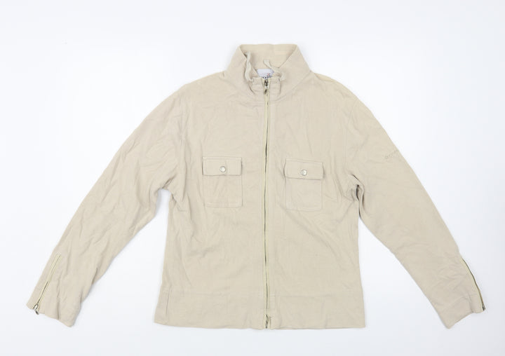 Olympus Womens Beige Cotton Full Zip Sweatshirt Size 16 Zip