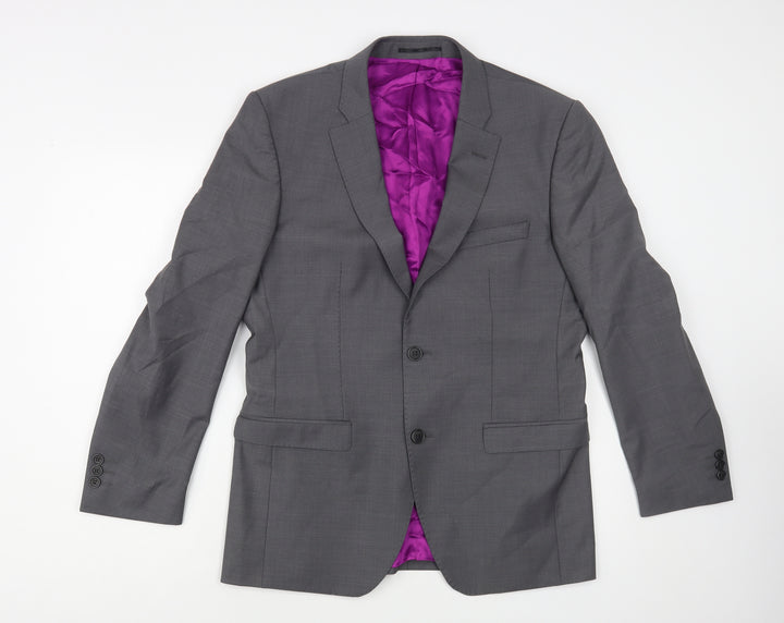 Santinelli Mens Grey Polyester Jacket Blazer Size 38