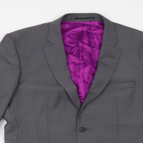 Santinelli Mens Grey Polyester Jacket Blazer Size 38