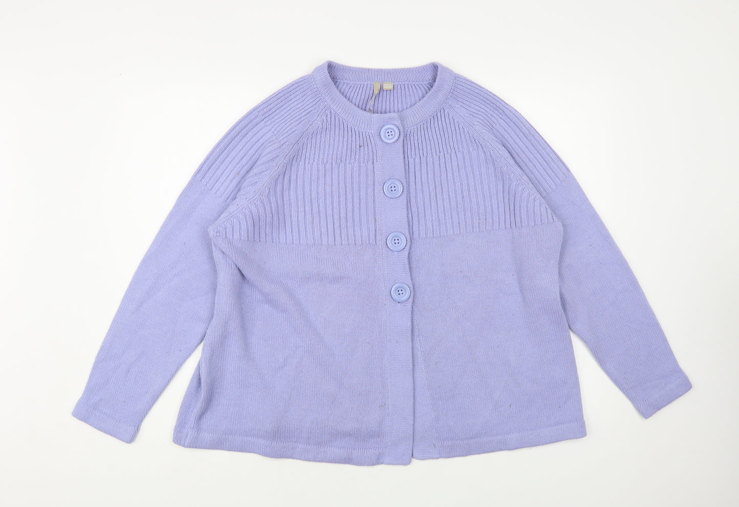 Anthology Womens Blue Crew Neck Acrylic Cardigan Jumper Size 16