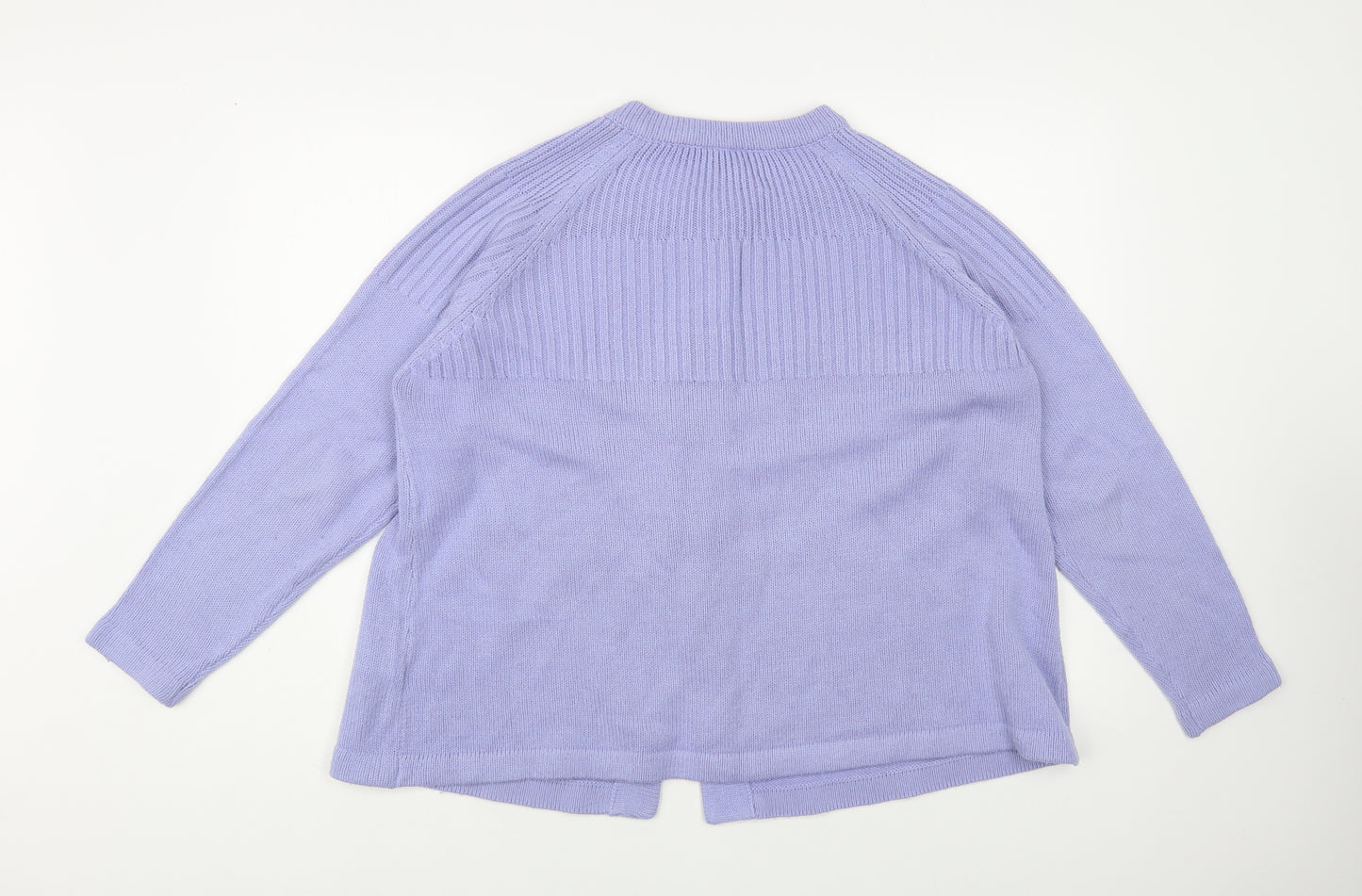 Anthology Womens Blue Crew Neck Acrylic Cardigan Jumper Size 16