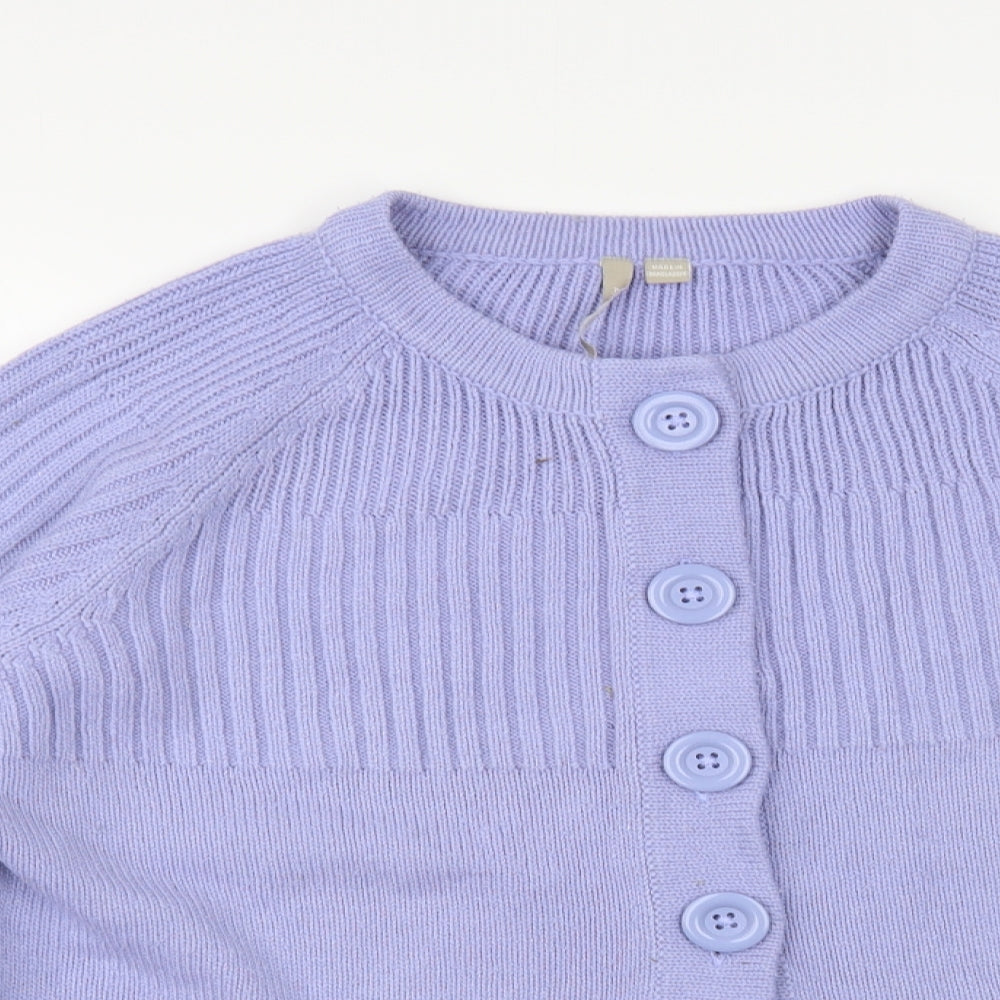 Anthology Womens Blue Crew Neck Acrylic Cardigan Jumper Size 16