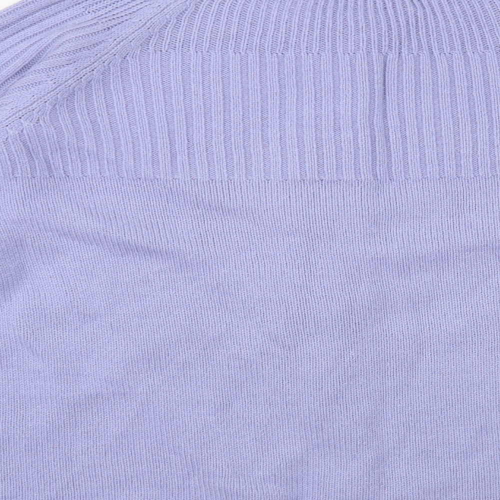 Anthology Womens Blue Crew Neck Acrylic Cardigan Jumper Size 16