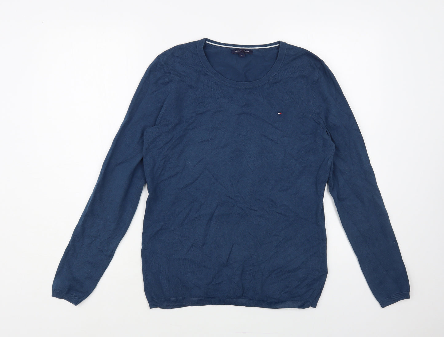 Tommy Hillfiger Mens Green Crew Neck Cotton Pullover Jumper Size M