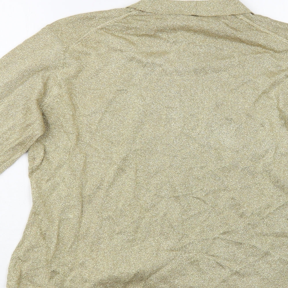 NEXT Womens Gold Collared Viscose Cardigan Jumper Size 14