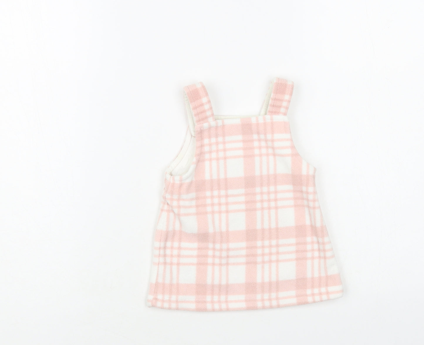 George Baby Pink Plaid Polyester Pinafore/Dungaree Dress Size 0-3 Months Square Neck Button
