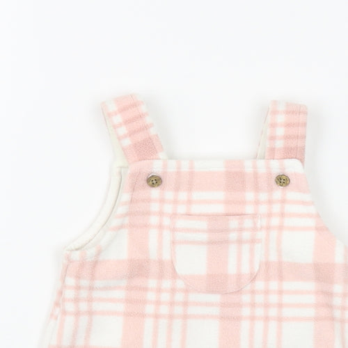 George Baby Pink Plaid Polyester Pinafore/Dungaree Dress Size 0-3 Months Square Neck Button