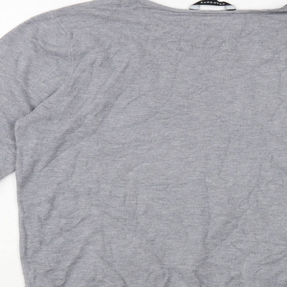 Peacocks Womens Grey Boat Neck Viscose Pullover Jumper Size 16 - Stars