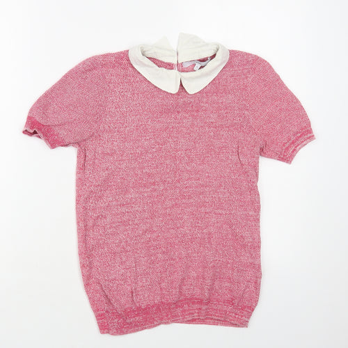 NEXT Womens Pink Collared Cotton Pullover Jumper Size 8