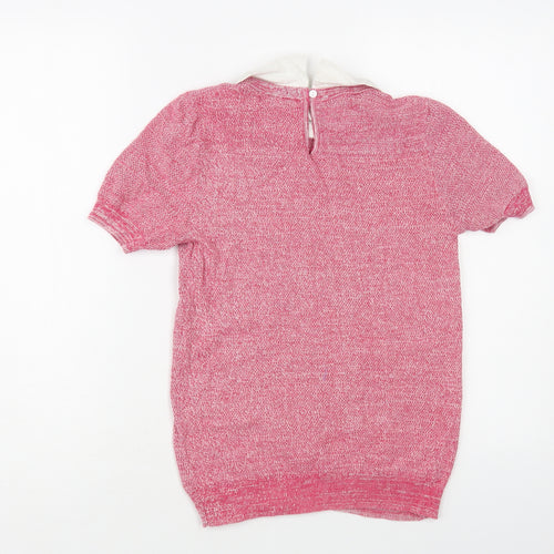 NEXT Womens Pink Collared Cotton Pullover Jumper Size 8