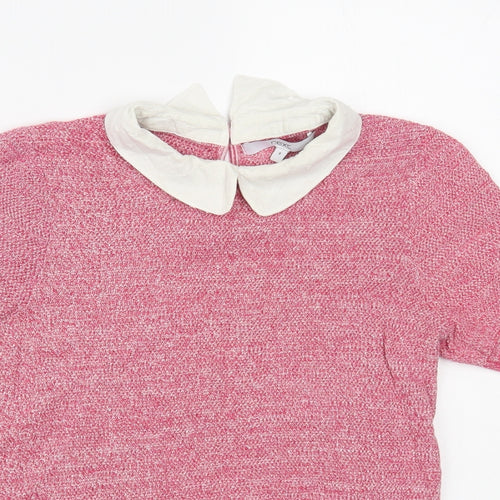 NEXT Womens Pink Collared Cotton Pullover Jumper Size 8