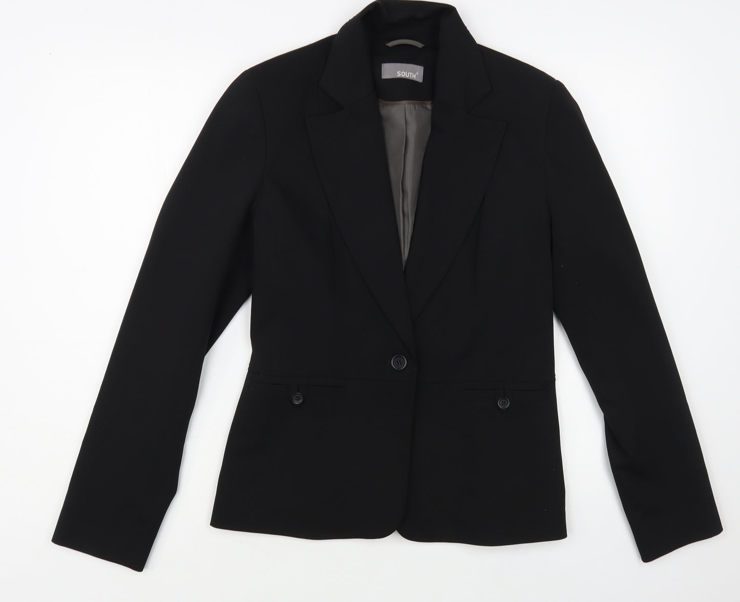 South Womens Black Jacket Blazer Size 10 Button