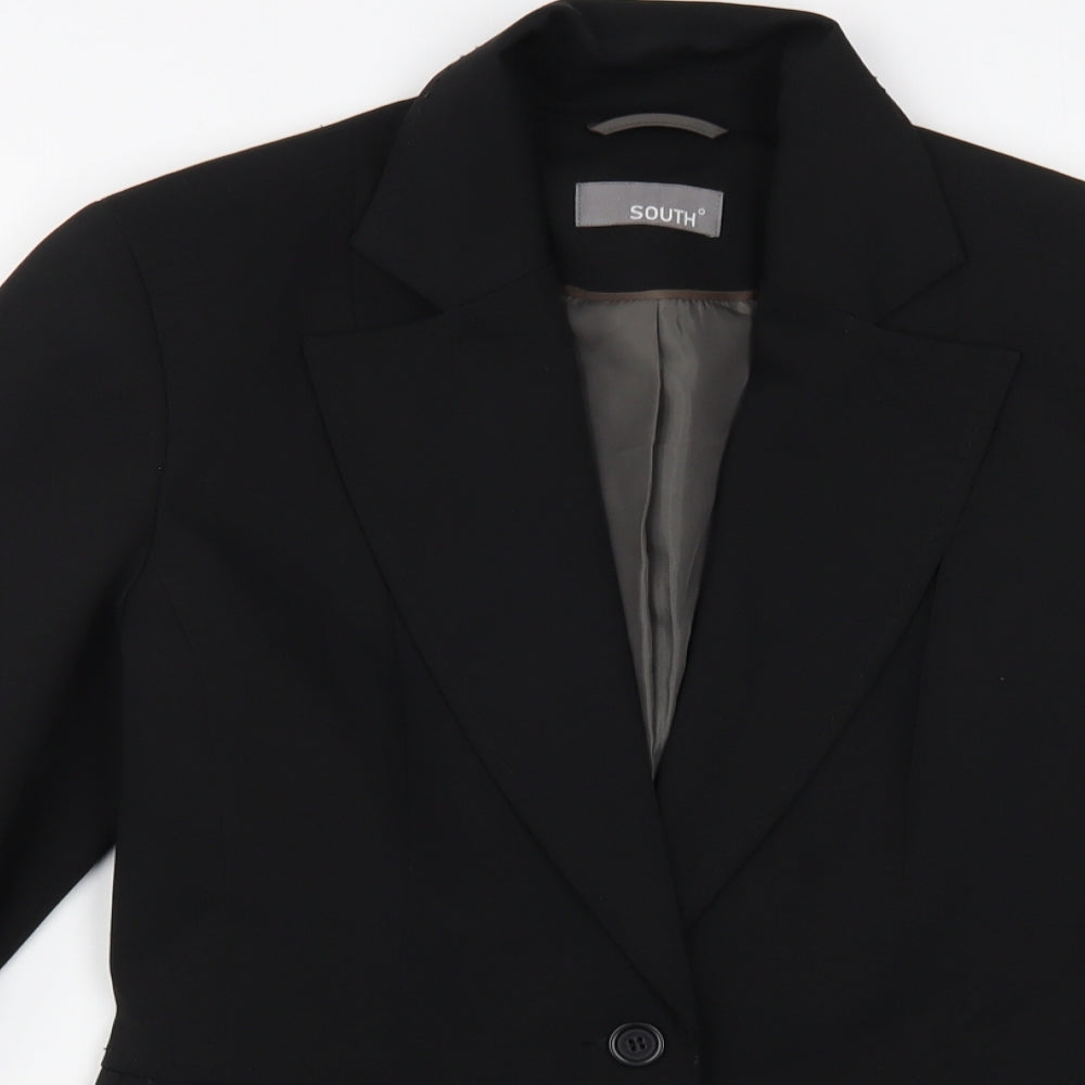South Womens Black Jacket Blazer Size 10 Button