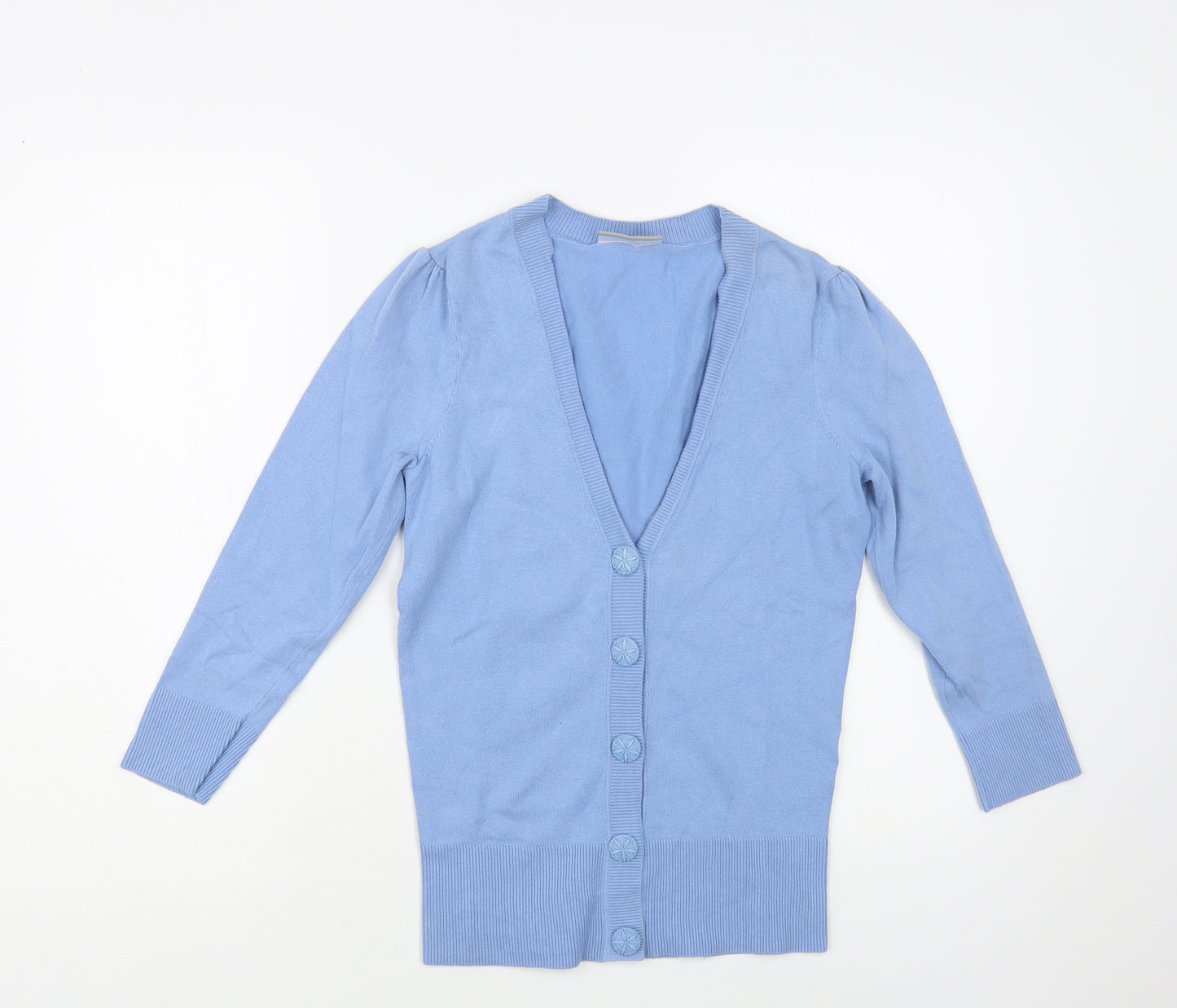 Wallis Womens Blue V-Neck Cotton Cardigan Jumper Size 8