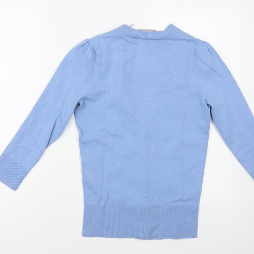 Wallis Womens Blue V-Neck Cotton Cardigan Jumper Size 8