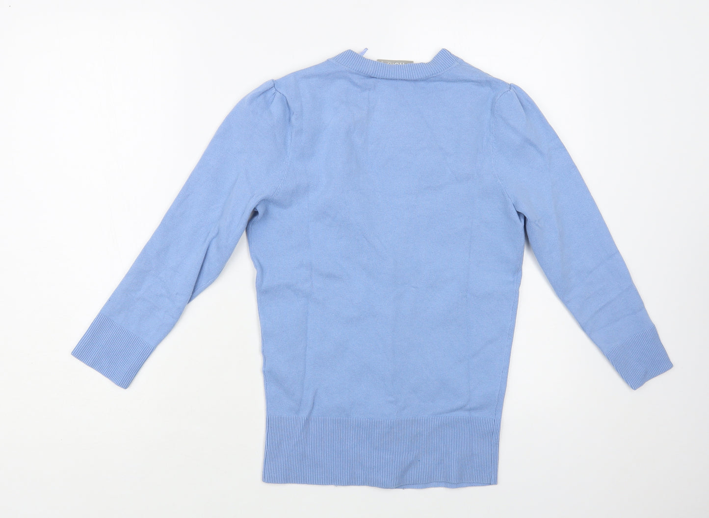 Wallis Womens Blue V-Neck Cotton Cardigan Jumper Size 8