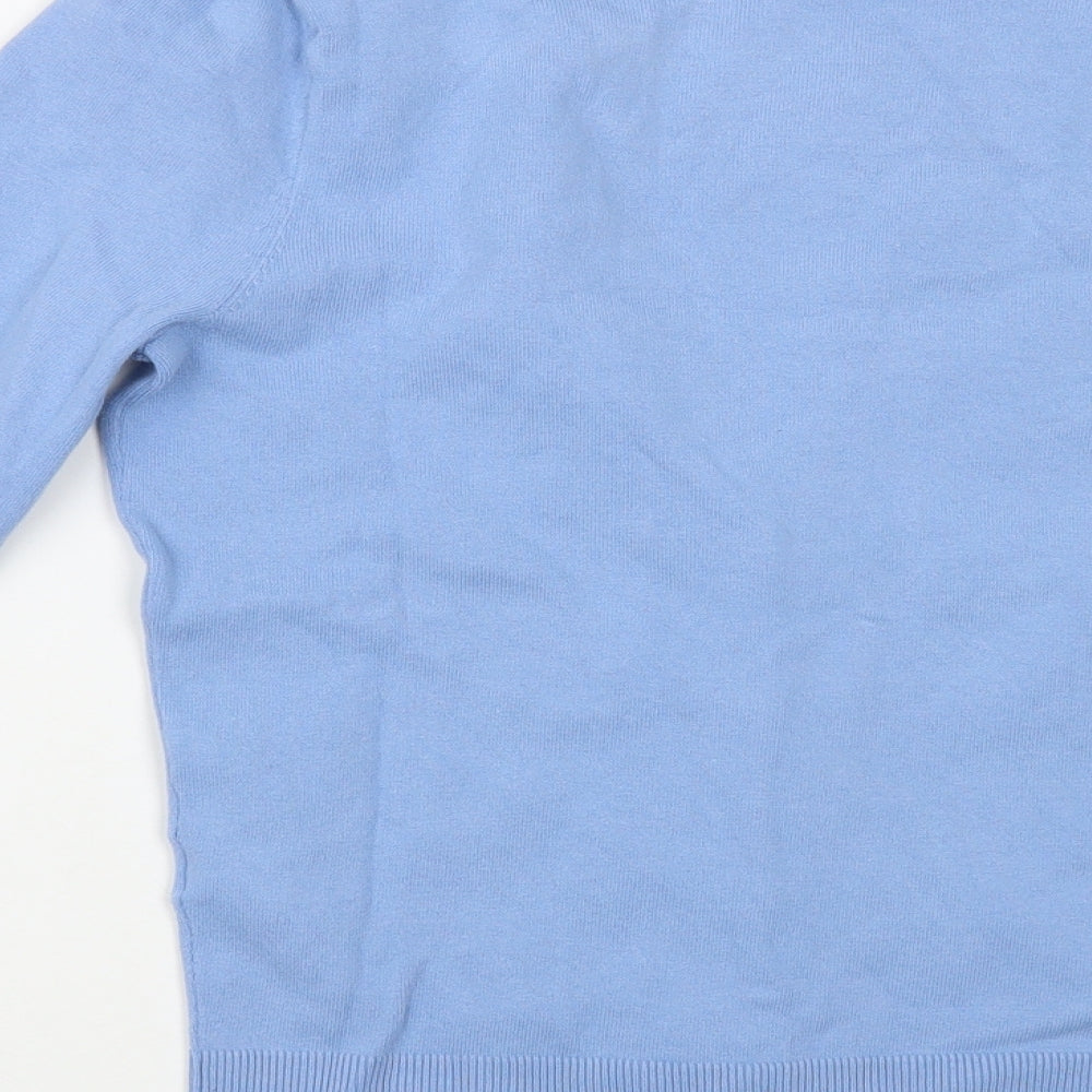 Wallis Womens Blue V-Neck Cotton Cardigan Jumper Size 8